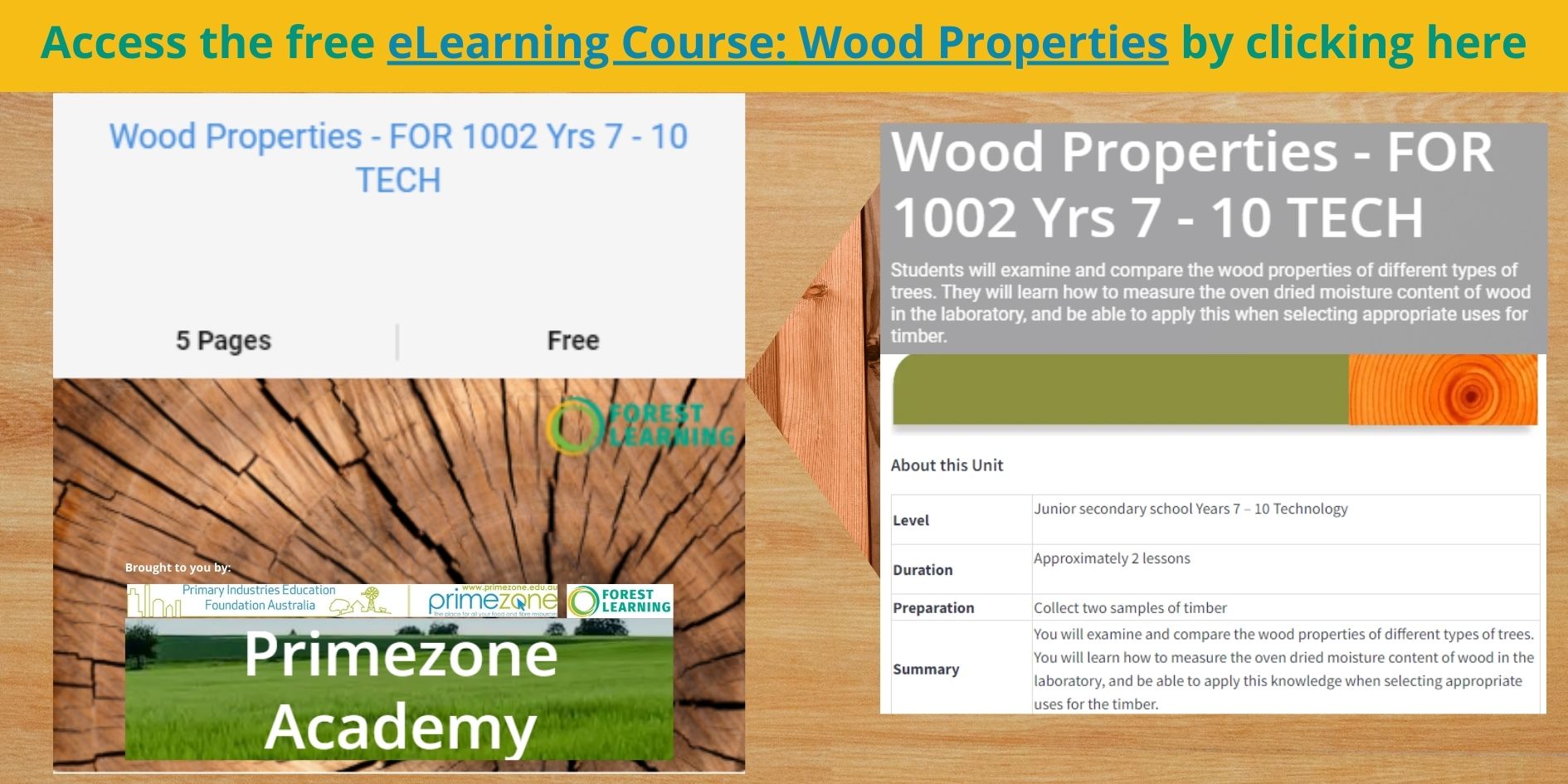 Access the free eLearning Course Wood Properies